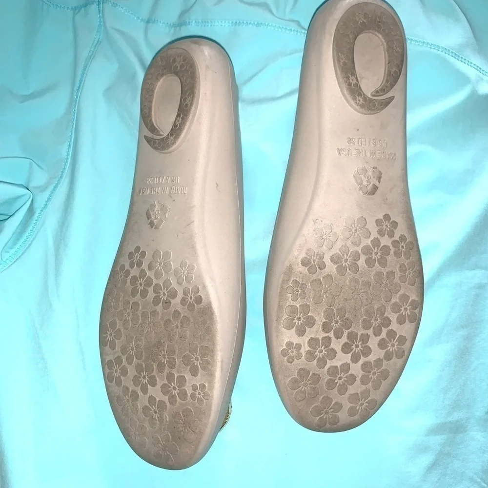 OKA B Tan Crystal Jelly Flats Size 9